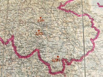 RAD Reichsarbeitsdienst, Landkarte Österreich, Arbeitsgau Wien-Niederdonau, Stempel "Abt. Arbeitsleitung RAD/Arbeitsgau XXXV", 110 x 105 cm, gebraucht