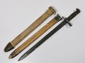 U.S. Army before WWI, Bayonet M1905 and leather Scabbard M1910 with canvas Covering for Springfield M1903 Rifle, dated 1908, 55 cm, good condition