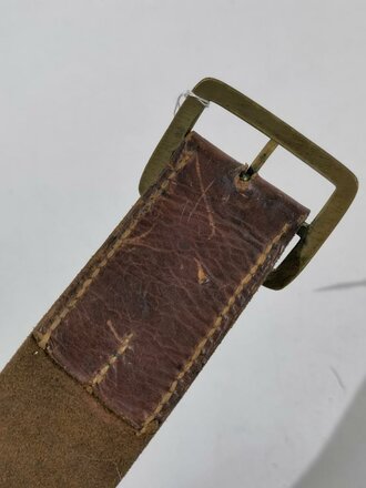 U.S. Army ?, Leather Belt with Brass Buckle, total Length 121 cm, Buckle 6 x 5 cm, used good condition