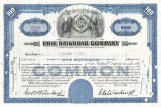 Aktie "Erie Railroad Company", 10.06.1948, DIN A4