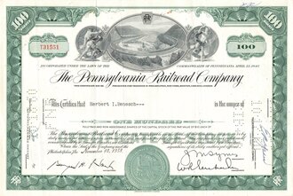Aktie The Pennsylvania Railroad Company, 10.11.1958, DIN A4