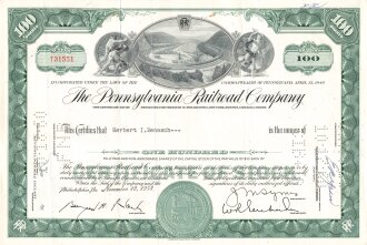 Aktie "The Pennsylvania Railroad Company", 10.11.1958, DIN A4