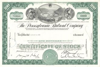 Aktie The Pennsylvania Railroad Company, 01.03.1966, DIN A4