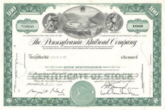 Aktie "The Pennsylvania Railroad Company", 01.03.1966, DIN A4