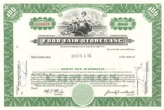 Aktie Food Fair Stores, Inc., 15.01.1968, DIN A4