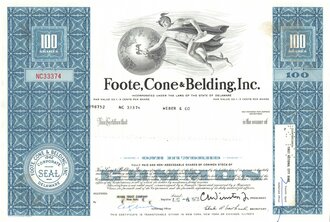 Aktie Foote, Cone & Belding, Inc., 08.08.1968, DIN A4