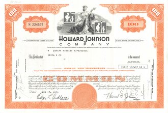 Aktie Howard Johnson Company, 17.08.1973, DIN A4