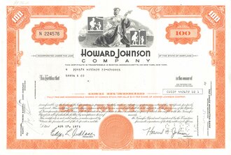 Aktie "Howard Johnson Company", 17.08.1973, DIN A4