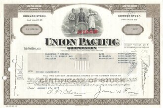 Aktie Union Pacific Corporation, 27.01.1977, DIN A4