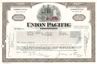 Aktie "Union Pacific Corporation", 27.01.1977, DIN A4