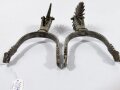 Pair of engraved and etched Spurs, "Chilean 16th Century Style", Iron/Nickel, 20 x 10 cm, good condition