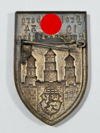 Blechabzeichen NSDAP, Kreisparteitag Freiberg 1934, ca. 4,5 x 3 cm, guter Zustand