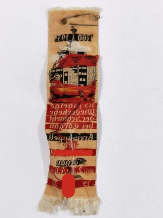 Stoffabzeichen "175 jährige Wiederkehr der Schlacht bei Torgau", Kreiskapelle der NSDAP, 02. bis 04. 11.1935, ca. 14 x 3,5 cm, gebrauchter Zustand