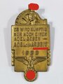 Blechabzeichen  "Es wird künftig nur noch einen Adel geben - Adel der Arbeit Adolf Hitler", ca. 5  x 2,5 cm, guter Zustand