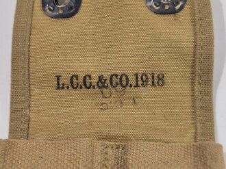 U.S. Army WWI, AEF Ammunition Pouch M1918 for .45 automatic pistol "L.C.C. & CO. 1918", vgc