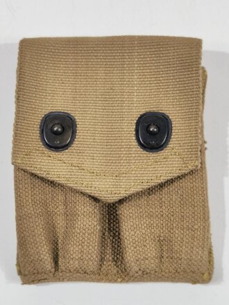 U.S. WWI, AEF Double/Twin Magazine Pouch M1912  for Colt M1911 automatic pistol, "RUSSEL", dated 1918, ca. 13 x 10 x 2 cm, vgc