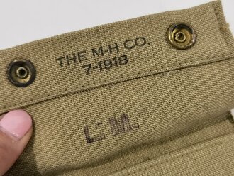 U.S. WWI, AEF Pouch M1910 for First Aid Packet first pattern, "The M-H CO. 7-1918", ca. 8 x 13 cm, vgc