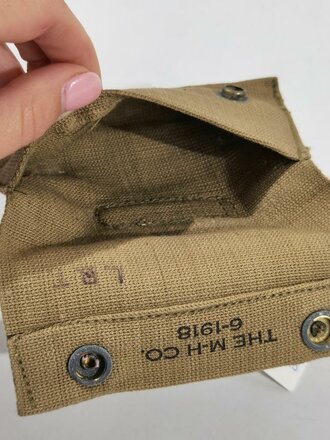 U.S. WWI, AEF Pouch M1910 for First Aid Packet first pattern, "R.I.A. 1918", ca. 8 x 13 cm, vgc