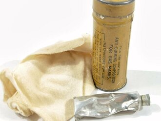 U.S. WWI, AEF Can with Anti-Dimming Stick for Gas Masks, ca. 8 x 3 cm, good condition