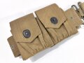 U.S. Army WWI, AEF Enlisted Garrison Belt M1917 with two rifle clip pockets for single M1903 clips, good condition