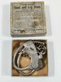 U.S. Police Pair of Handcuffs "The Mattatuck Hand and Leg Irons" incl. key, patended 1904, vgc