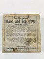 U.S. Police Pair of Handcuffs "The Mattatuck Hand and Leg Irons" incl. key, patended 1904, vgc