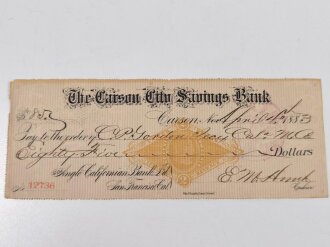 Check "The Carson City Savings Bank", 04.04.1883, DIN A 5