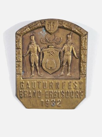 Blechabzeichen "Gauturnfest Brand-Erbisdorf 1932", guter Zustand