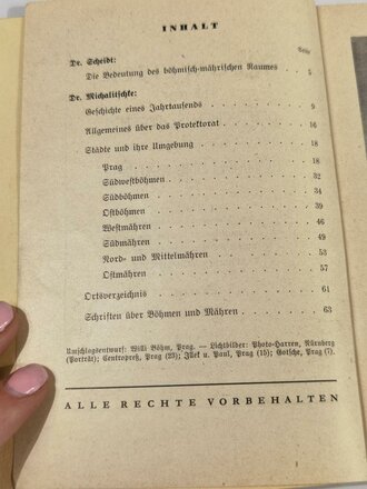 "Wegweiser für den Deutschen Soldaten durch das Protektorat Böhmen und Mähren", Walther Michalitschke, 63 Seiten mit Faltkarte, 1940, gebraucht, DIN A5