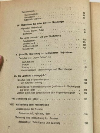 "Amtliches Unterrichtsbuch über Erste Hilfe", Richard Krueger, 263 Seiten, 6. Auflage 1939, gebraucht, DIN A5