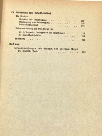 "Amtliches Unterrichtsbuch über Erste Hilfe", Richard Krueger, 263 Seiten, 6. Auflage 1939, gebraucht, DIN A5