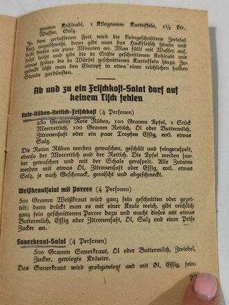 "Ich koche zeitgemäß! Nützliche Winke und wichtige Rezepte für die deutsche Hausfrau", Hans Ewers, 30 Seiten, 1939, gebraucht, DIN A5