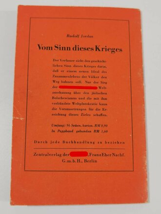 "Nicht Phrasen sondern Klarheit", Walter Tießler, Zentralverlag der NSDAP,  30 Seiten, 1942, gebraucht, DIN A5