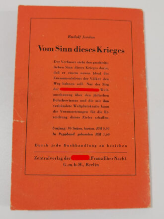 "Nicht Phrasen sondern Klarheit", Walter Tießler, Zentralverlag der NSDAP,  30 Seiten, 1942, gebraucht, DIN A5