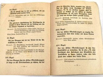 "Grundsätzliche Regeln für die Ausbildung in der Handhabung und Bedienung der Arbeitsgeräte", Reichsarbeitsdienst, 10 Seiten, 1941, gebraucht, DIN A5