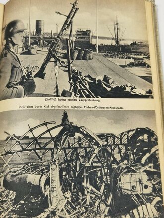 "Kampf um Norwegen. Berichte und Bilder zum Kriege gegen England", OKW, 160 Seiten, 1940, Stockflecken, gebraucht, DIN A5