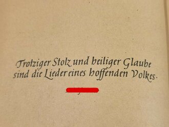 "Liederbuch für Volksschulen. Westmark. Gauteil Pfalz und Lothringen", Teil 2, Rudolf Vollnhals, 152 Seiten, 1942, Einband beschädigt, gebraucht, DIN A5