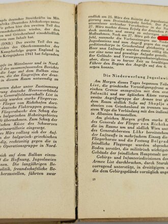 "Der Kampf um den Balkan. Chronik des jugoslawischen und griechischen Feldzugs", Rolf Bathe/Erich Glodschey, 316 Seiten, 1942, Einband und Schutzumschlag beschädigt, gebraucht, DIN A5