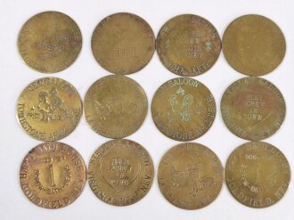 Lot of 12 Brothel Token, "Gem Saloon Tombstone Ariz....