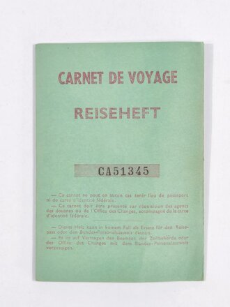 Französische Besatzungszone, Carnet de Voyage/Reiseheft, St. Wendel, 13.01.1958, gebraucht, DIN A6