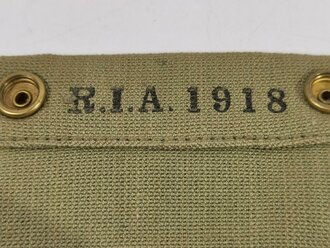 U.S. WWI, AEF Pouch M1910 for First Aid Packet first pattern, "R.I.A. 1918", ca. 8 x 13 cm, vgc