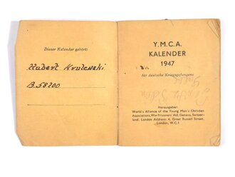"YMCA Kalender für deutsche Kriegsgefangene", England 1947, gebraucht, DIN A6