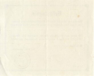 Liga der Nichtfrontkämpfer, Besitzzeugnis für das Ehrenzeichen am Bande, Düsseldorf 02.02.1927, gebraucht, DIN A5