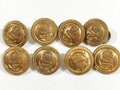 British WWII, Royal Navy, Set of eight Brass Buttons, 23 mm, used gc