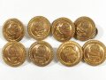 British WWII, Royal Navy, Set of eight Brass Buttons, 23 mm, used gc