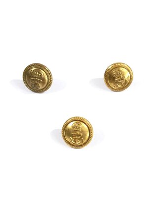 British WWII, Royal Navy, Set of three different Brass Buttons, Superb Quality/Firmin London/"P. Lees", 17 mm, used gc