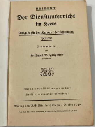 "Reibert für den Kanonier ( bespannt)" Jahrgang 1940