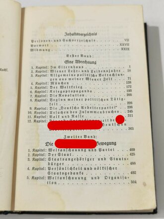 Adolf Hitler " Mein Kampf" blaue Ganzleinenausgabe von 1936 mit Widmung " Dem treuen Kämpfer des Führers zum Gautag 1937"   Wasserschaden