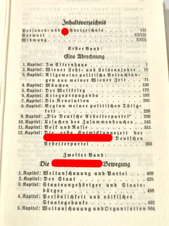 Adolf Hitler " Mein Kampf" Hochzeitsausgabe mit Goldschnitt von 1940 mit Widmung der Gemeinde Viernheim,  im Schuber, sehr guter Zustand