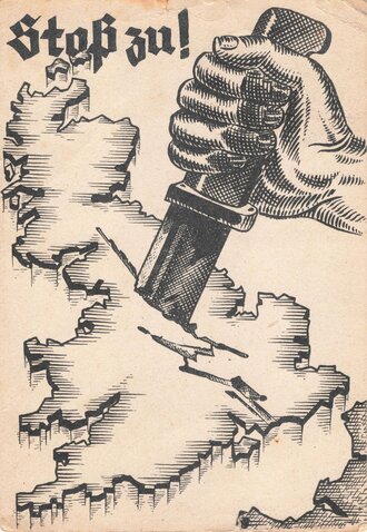 Feldpostkarte " Stoß zu !"gelaufen 1941
